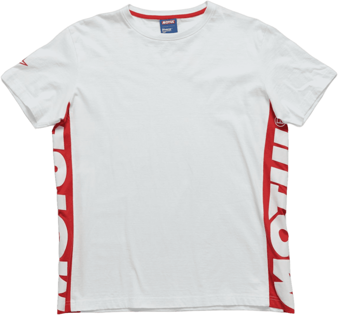 10039771001 T-shirt blanc à manches courtes avec le logo MOTUL des deux côtés.