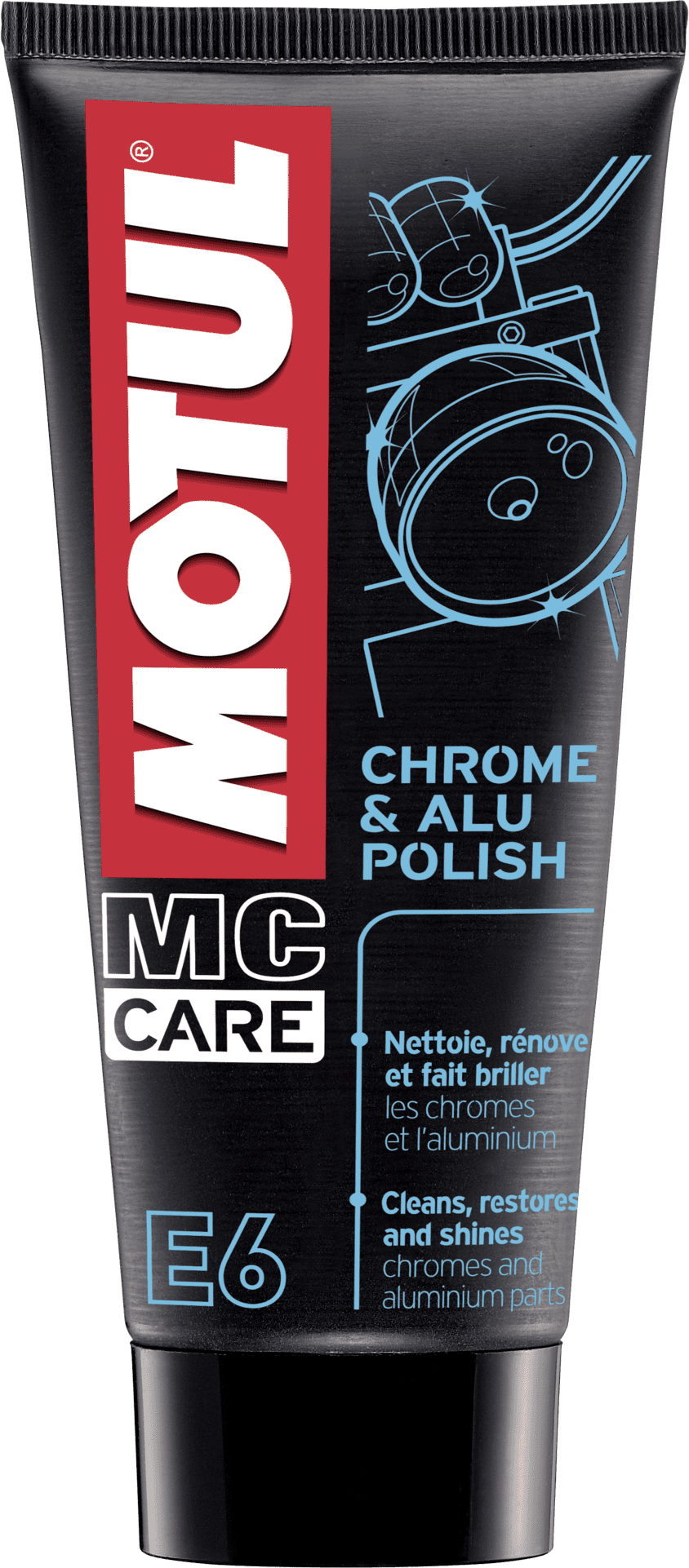103001-100ML MOTUL® Chrome & Alu Polish nettoie, rénove, et fait briller les parties alu et chromées de votre moto.