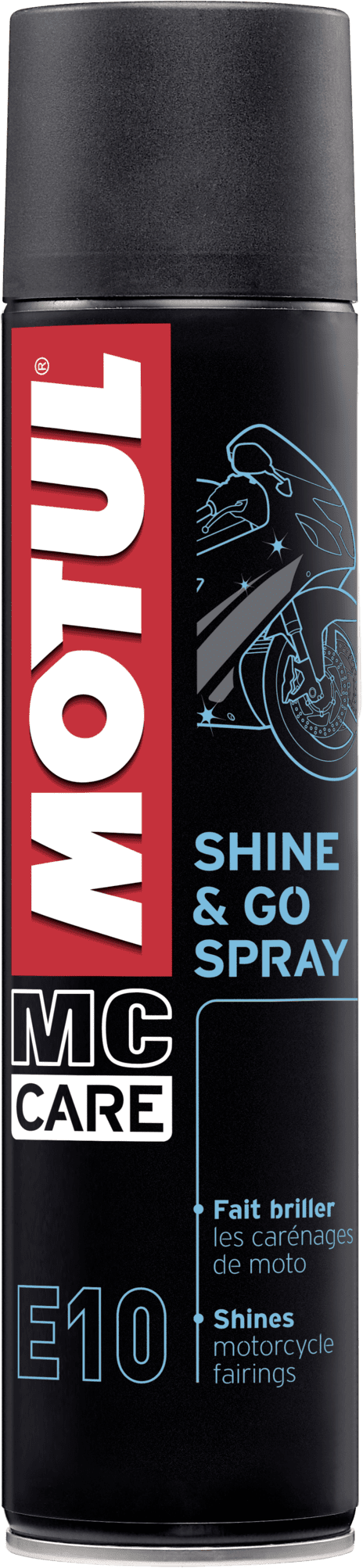 103175-400ML Spray op siliconenbasis voor het oppoetsen van de hele motorfiets. Stroomlijnkappen, kunststof onderdelen, dashboards, spatborden, valbeugels, lakwerk, lak, carbon onderdelen.