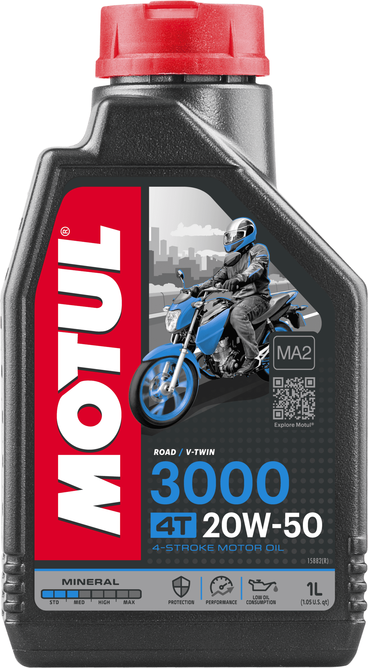 107318-1 Mineral engine lubricant. This product is specially designed for street & road bikes, trails, off-road bikes among others fitted with 4 Stroke engines with integrated gearbox or not and wet or dry clutch requiring API SL standards.