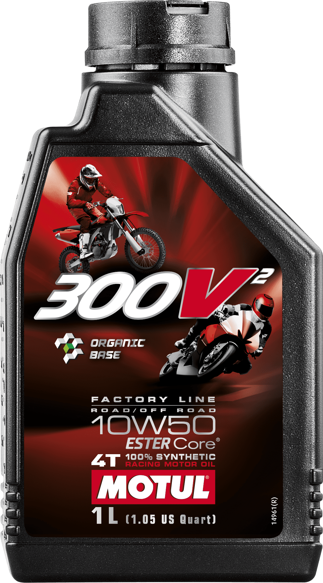 108586-1 100% Synthetic Road and Off-Road 4-Stroke motorcycle racing lubricant developed for Factory Teams. 300V² Factory Line takes advantage of the latest evolutions of the ESTER Core® Technology to ensure maximum engine power output without compromising reliability and wear protection.