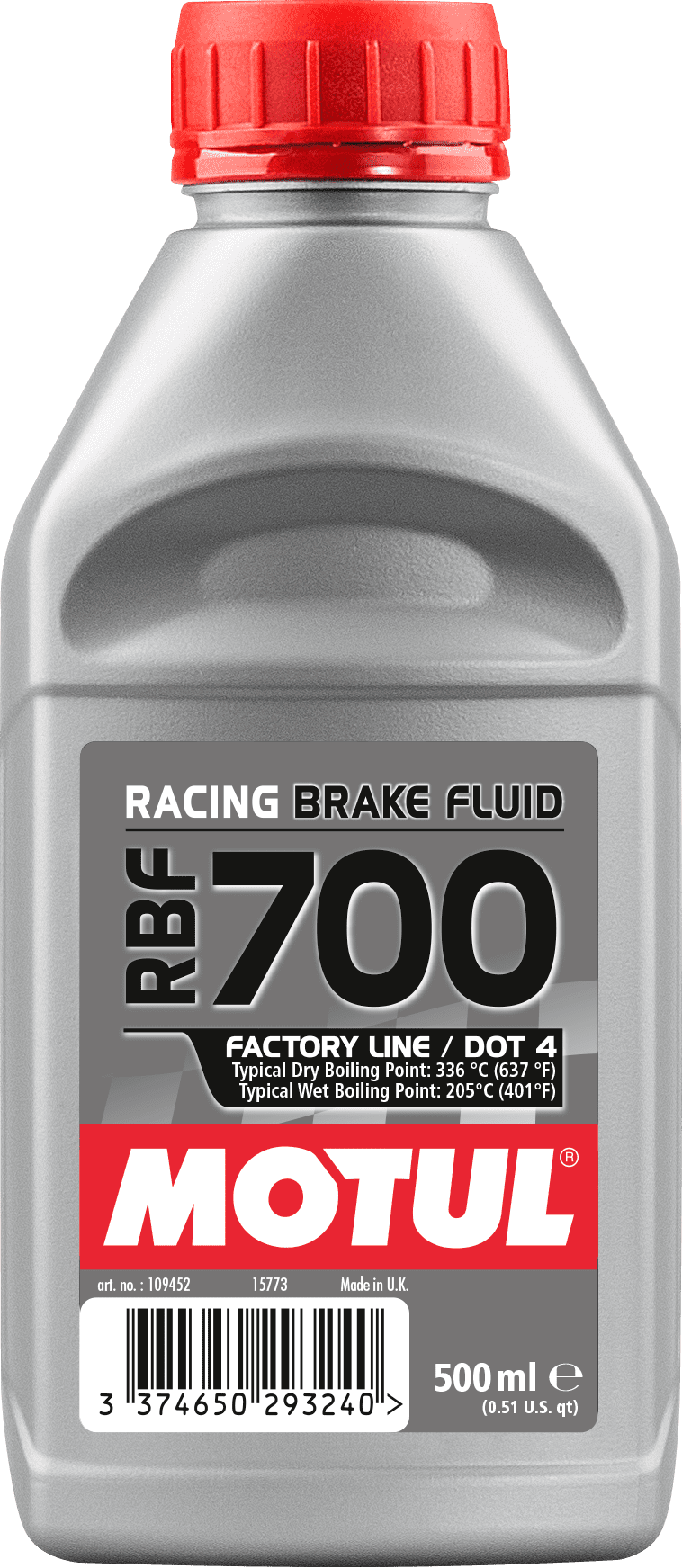 109452-500ML MOTUL RBF 700 FACTORY LINE a été spécialement formulé pour fournir les meilleures performances dans des conditions de course, où les systèmes de freinage doivent fonctionner à des températures très élevées.