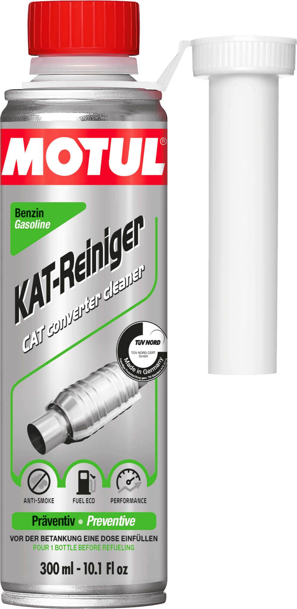 110678-300ML MOTUL Cat Converter Cleaner is a cleaner additive designed to be used in all types of Gasoline engine catalytic converters, oxidation catalysts and TWC - Three Way Catalytic converters.