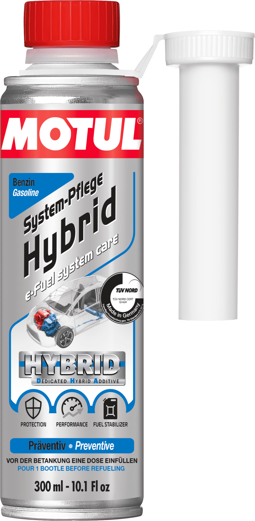 110886-300ML MOTUL® e-FUEL SYSTEM CARE is a DHA - Dedicated Hybrid Additive, specifically formulated for use in hybrid electric/gasoline vehicles.