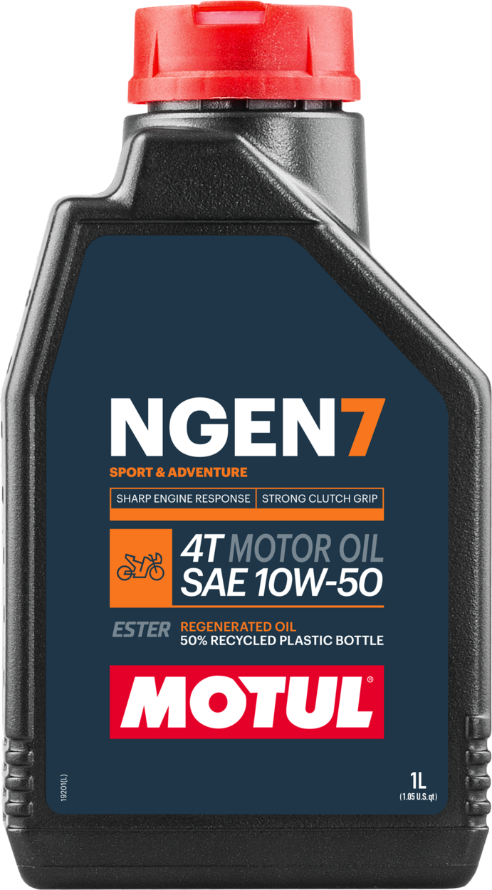 111822-1 MOTUL NGEN 7 10W-50 4T is a best-in-class 4-stroke motor oil based on a combination of finest virgin base oils and additives blended with synthetic esters and high quality regenerated oils.