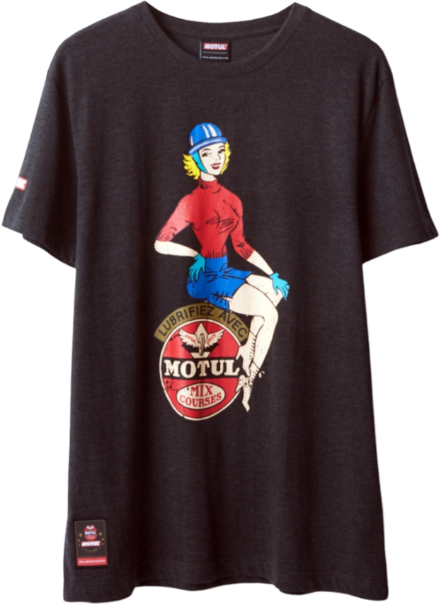 207931 Vintage t-shirt uit de MOTUL collectie met een print op de borst.