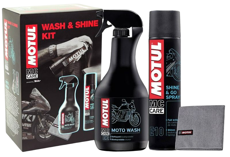 PROMO1 Complete set for cleaning and protecting your motorcycle.